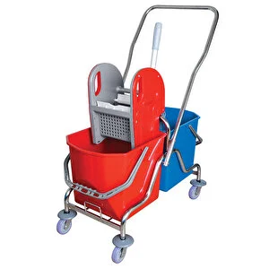 Ceymop Çift Kovalı Temizlik Seti Krom Taşıyıcılı Plastik Presli