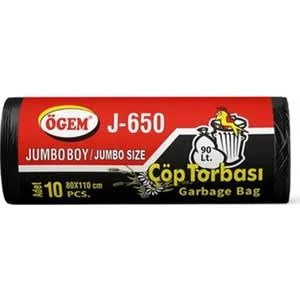 Ögem J-650 Jumbo Boy Çöp Poşeti Siyah 80x110 Cm 90 Lt 10 Lu