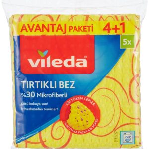 Vileda Tırtıklı %30 Mikrofiber 4+1 Temizlik Bezi
